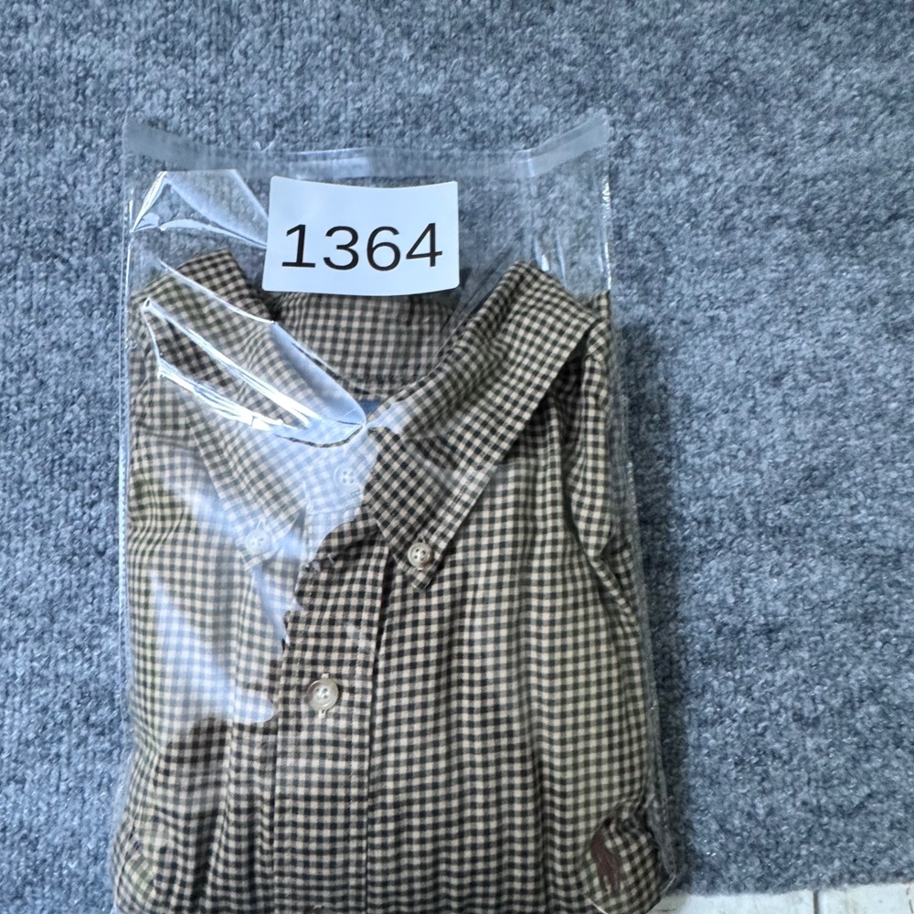 Ralph Lauren Button Down Shirt Mens XXL Gingham Plaid Cotton Classic Fit Brown - Picture 7 of 7